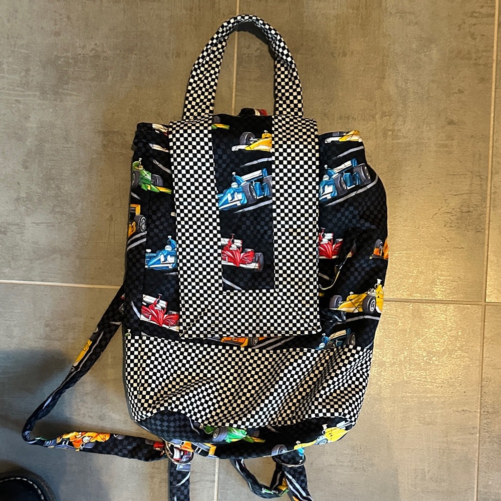 Checkered Racing Car Women's Backpack - Picture 5 of 9